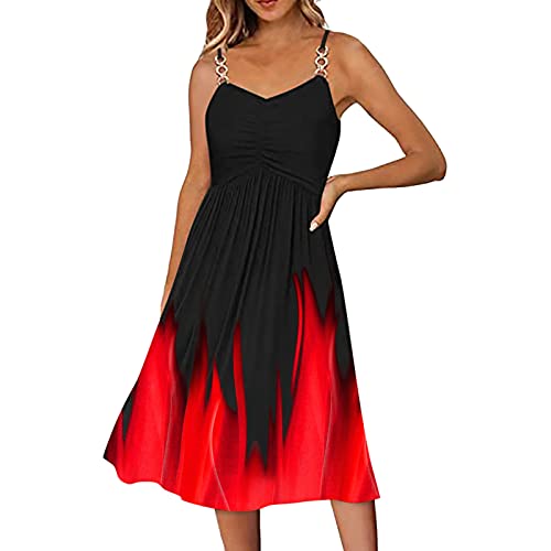 Damen Sommerkleid Strandkleid,Festkleider Hochzeit,Kurzes Sommerkleid,Kleid Kurzarm,Rotes Enges Kleid,Hübsche Kleider Damen,Kleid Musselin,Sommerkleid Satin von Generic