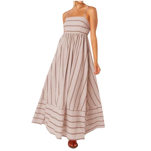 Damen Sommerkleider Ärmellos Kleider Casual A-Linie Maxi Kleider Elegantes Hochzeitsgast Abendkleider Gestreiftes Lockerer Plissierten Kleider Elegante Maxikleid Damen Sommerkleider Ärmellos Kleider Casual A-Linie Maxi Kleider Elegantes Hochzeitsgast Abendkleider Gestreiftes Lockerer Plissierten Kleider Elegante Maxikleid von Generic