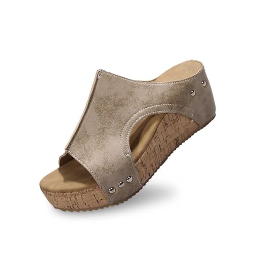 Damen Sommermode Leder Plateau Keil Hausschuhe Temperament rutschfeste Strand Hausschuhe Damen Schuhe Weite H Winter Damen Sommermode Leder Plateau Keil Hausschuhe Temperament rutschfeste Strand Hausschuhe Damen Schuhe Weite H Winter von Generic