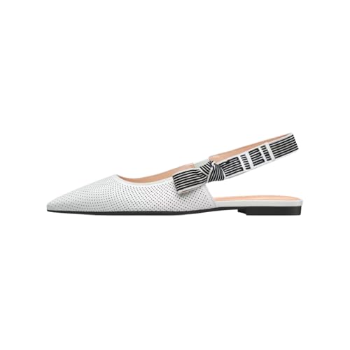 Damen Sommerschuhe Spitz Vorne Geschlossen Rückenfrei Flache Sandalen Atmungsaktiv Bequem Mit Knöchelriemen Niedriger Absatz Elegant Freizeit Für Kleid Party,Weiß,41 EU Damen Sommerschuhe Spitz Vorne Geschlossen Rückenfrei Flache Sandalen Atmungsaktiv Bequem Mit Knöchelriemen Niedriger Absatz Elegant Freizeit Für Kleid Party,Weiß,41 EU von Generic