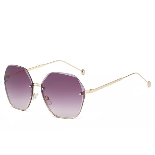 Damen-Sonnenbrille Mit Großem Rahmen Aus Metall For Autofahren, Partys, Pendeln(Gray) von Generic