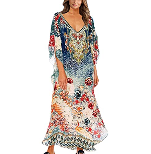 Damen Sonnenschutz-Bikini, Übergröße, türkische Kaftans, Badeanzug, langes Strandkleid, Bunt 3, Einheitsgröße von Generic