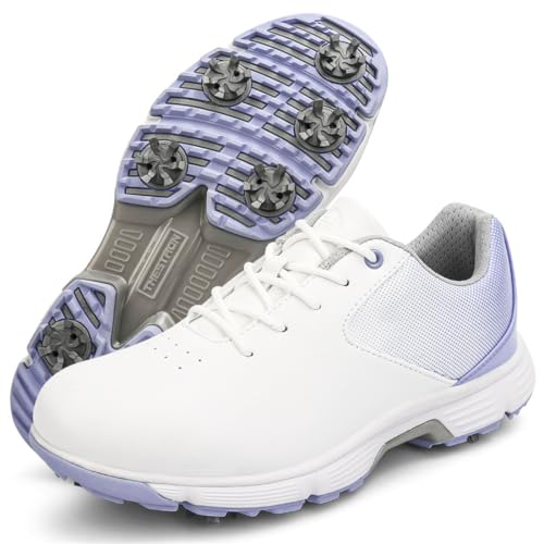 Damen Spikes Golfschuhe Professionelle wasserdichte Tägliche Golfschuhe Für Golfer Outdoor Sneakers,Lila,43 EU Damen Spikes Golfschuhe Professionelle wasserdichte Tägliche Golfschuhe Für Golfer Outdoor Sneakers,Lila,43 EU von Generic