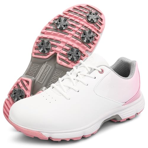Damen Spikes Golfschuhe Professionelle wasserdichte Tägliche Golfschuhe Für Golfer Outdoor Sneakers,Rosa,37 EU Damen Spikes Golfschuhe Professionelle wasserdichte Tägliche Golfschuhe Für Golfer Outdoor Sneakers,Rosa,37 EU von Generic