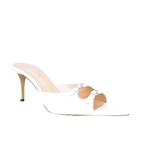 Damen Spitz Offene Zehen High Heels Pantoletten Sandalen, Slip-on Stiletto Heels Abendsandalen, Slingback Hausschuhe Pantoletten Hochzeit Büro Basic Sommerschuhe,Weiß,39 EU Damen Spitz Offene Zehen High Heels Pantoletten Sandalen, Slip-on Stiletto Heels Abendsandalen, Slingback Hausschuhe Pantoletten Hochzeit Büro Basic Sommerschuhe,Weiß,39 EU von Generic