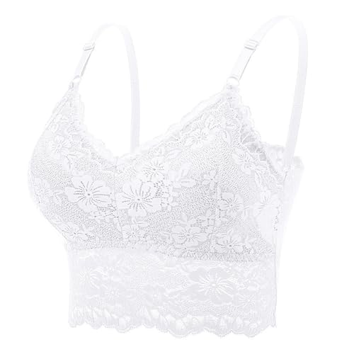 Damen Spitze BH Ohne Bügel V-Ausschnitt Comfort Bra Unterwäsche Crop Top Komfort Push up Klassisch Yoga BH Sport BH Damen Bequemer BH Spitze BH von Generic