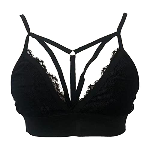 Damen Spitze BHS mit Riemen V-Ausschnitt Abnehmbare Padding Nahtlose Dehnbar Brust Wickeln für Geeignet den Alltag Spitze Bralette Bügelloser Klassischer T Shirt BH von Generic