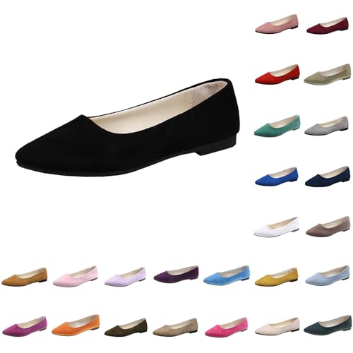 Damen Spitze Ballerinas Leicht Flatche Pumps Bequeme Slip Ons Weite Flach Schuhe für Frau Klassische Weiche Schuhe Ballerinas A von Generic
