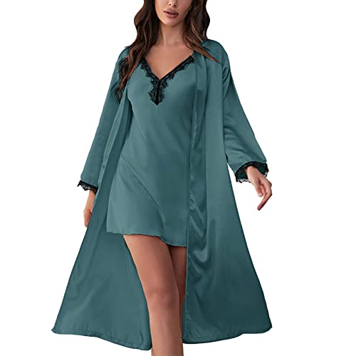 Damen Spitze Pyjama Nachtwäsche Unterwäsche Babydoll Kleid Satin Nachtwäsche Bademantel Robe Nachthemd Und Blumenspitze Kimono Damen Morgenmantel von Generic