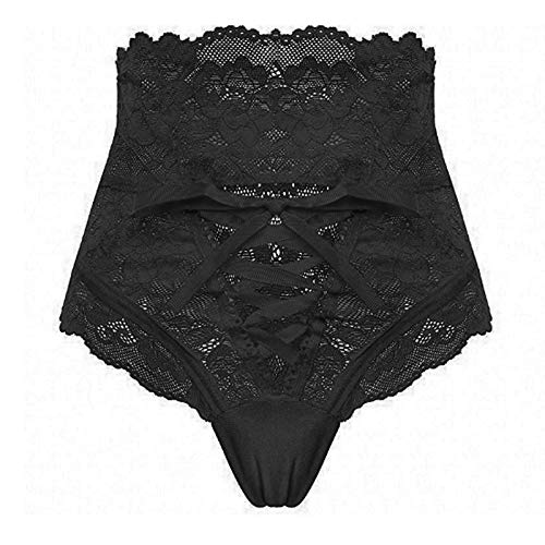 Damen Spitze Slips Frauen High Waist Ouvert Slip Unterhosen Erotisc Hipster Unterwäsche Große Größen Butt Lift Dessous Party Clubwear Schwarz XL von Generic