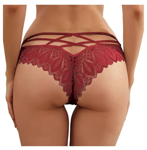 Damen Spitze Slips Niedrige Taille O-Ring Tangas für Frauen Bauchkontrolle Strings Slip Damen Bequeme Spitze reizvolle Dessous Tangas niedrige Taille T-Rücken Unterhose Unterwäsche von Generic