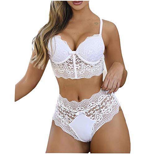 Damen Spitzen Push Up BH Sets Baby-doll Schlafanzüge kabellose Unterwäsche M-3XL Unterwäsche Bowknot Thong Frauen reizvollen BA-Set Spitze Dessous Set Damen Sexy Spitze Unterwäsche Slip von Generic