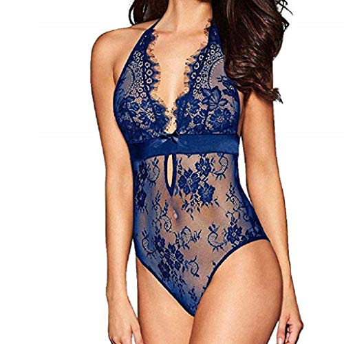 Damen Spitzen Push Up BH Sets Panties Zweiteiliger Nachtwäsche Babydoll Unterwäsche Damen Dessous Sexy Set Lingerie Outfit mit Tanga Reizwäsche Body Suit Unterwäsche BH V Ausschnitt Plus Size Bra von Generic