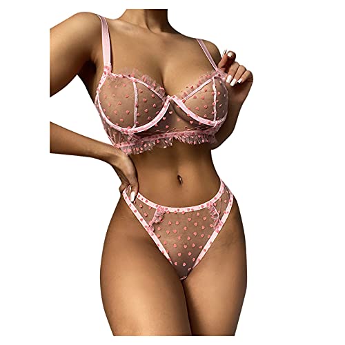 Damen Spitzen Push Up BH Sets Unterwäsche BH V-Ausschnitt Plus Size Bra Damen Dessous Sexy Reizwäsche Lingerie Tanga Sport BH Damen Ohne Bügel Damen Babydoll Unterwäsche BH und Slip von Generic