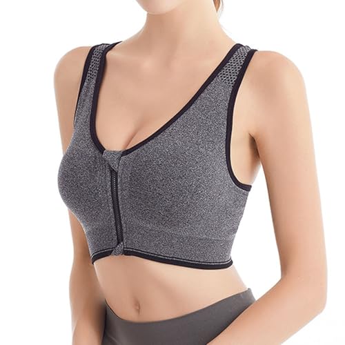 Damen Sport BH Stark Halt Active Bra Höhe Beanspruchung Trainieren Bustier Fuer Yoga Fitness - Mit Reißverschluss von Generic