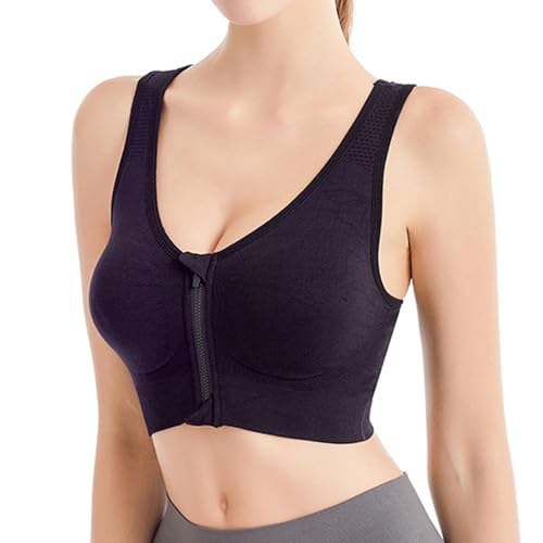 Damen Sport BH Stark Halt Active Bra Höhe Beanspruchung Trainieren Bustier Fuer Yoga Fitness - Mit Reißverschluss von Generic