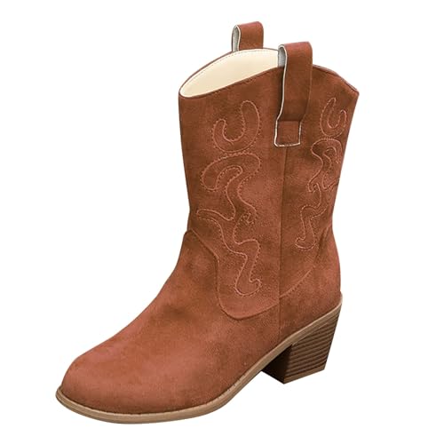 Damen-Stiefel, Cowboystiefel, Wildleder, klassisch, spitz, niedriger Absatz, modisch, große Größe, elegant, Herbst, Winter, Damenschuhe, Braun 1, 41 EU Damen-Stiefel, Cowboystiefel, Wildleder, klassisch, spitz, niedriger Absatz, modisch, große Größe, elegant, Herbst, Winter, Damenschuhe, Braun 1, 41 EU von Generic