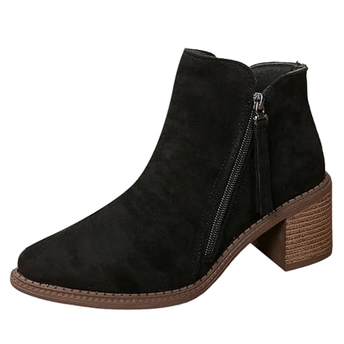 Damen-Stiefel aus Wildleder, spitzer Zehenbereich, Blockabsatz, Retro, kurze Stiefel, große Größe, Reißverschluss, elegant, britischer Stil, lässig, Herbst, Winter 2025, Schwarz , 41 EU Damen-Stiefel aus Wildleder, spitzer Zehenbereich, Blockabsatz, Retro, kurze Stiefel, große Größe, Reißverschluss, elegant, britischer Stil, lässig, Herbst, Winter 2025, Schwarz , 41 EU von Generic
