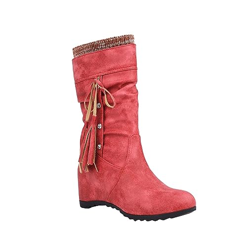 Damen Stiefeletten Langschaft Stiefel Cowboystiefel Cowboyboots Blockabsatz Übergangsstiefel Kurzstiefel Braun Halbhohe Westernstiefel Blockabsatz Halbhoch Boots Cowboy Boots von Generic
