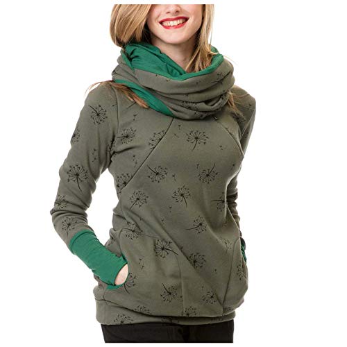 Damen Stillpullover Winter Baumwolle Langarm Einfarbig Rollkragen Zweilagiges Stillen Sweatshirt Hoodie mit Taschen für Schwangerschaft Basic Stillzeit Umstandsmode Stillshirts Mit Scarf von Generic