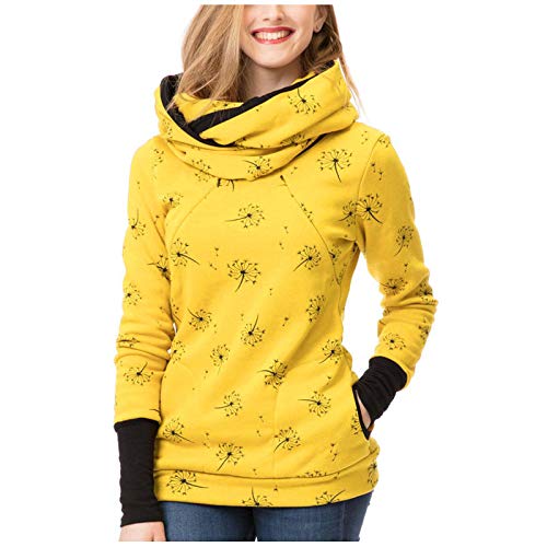 Damen Stillpullover Winter Baumwolle Langarm Einfarbig Rollkragen Zweilagiges Stillen Sweatshirt Hoodie mit Taschen für Schwangerschaft Basic Stillzeit Umstandsmode Stillshirts Mit Scarf von Generic