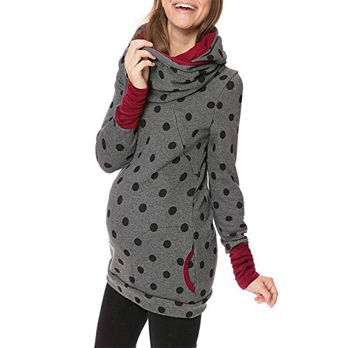 Damen Stillpullover Winter Baumwolle Langarm Einfarbig Rollkragen Zweilagiges Stillen Sweatshirt Hoodie mit Taschen für Schwangerschaft Basic Stillzeit Umstandsmode Stillshirts Mit Scarf von Generic