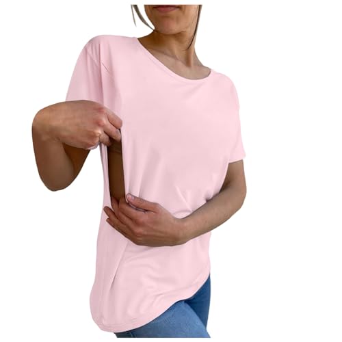 Damen Stillshirt Kurzarm Umstandsshirt Stillen Stillfreundliches Umstandsmode T-Shirt mit Reißverschluss Mama's Boobery Always On Tap Oberteil Elegant Schwangere Nursing Tops von Generic