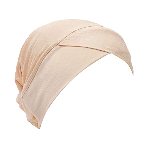 Damen-Stirnmütze, lässig, mehrfarbig, modisch, einfarbig, Hijab, muslimische Basiskappe, 90er-Jahre-Stirnband (7-Beige, Einheitsgröße) von Generic