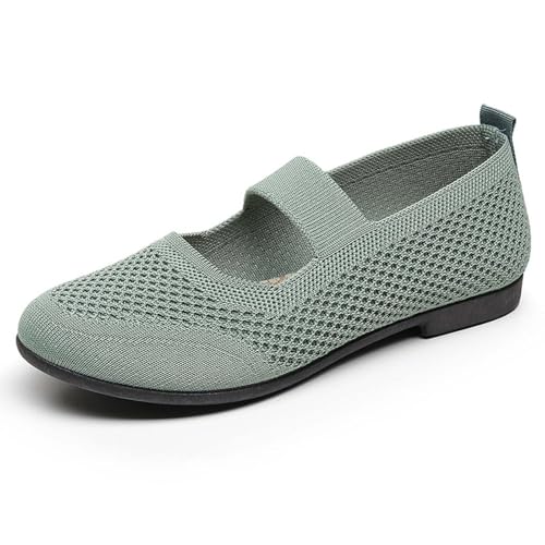 Damen Stoffschuhe Sommer Damenschuhe lässig Weben Fly Weben Freizeitschuhe bequem Leicht Trend Schuhe (Green, 36) von Generic