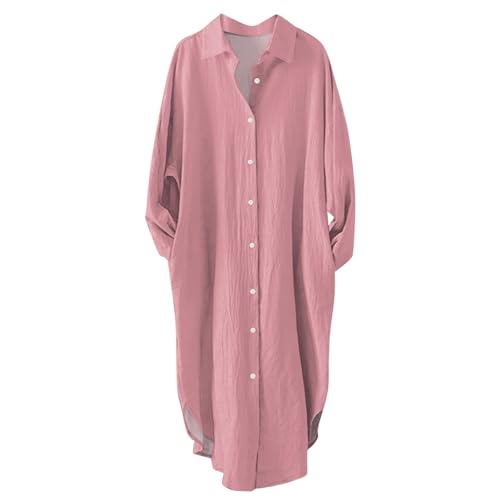Damen Strandkleid Bikini Cover Up Blusenkleid Damen Sommer Strandbluse Strandhemd Longbluse Strandponcho Bademode Strand Damen Hemdbluse Vertuschen Shirt(A2 Rot,XXL) von Generic