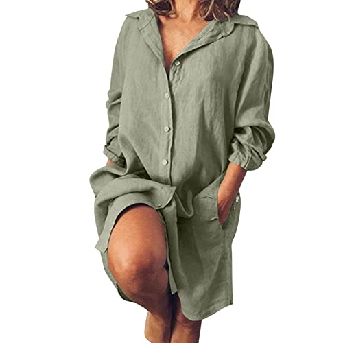 Damen Strandkleid Bikini Cover Up mit Rund Ausschnitt Knopfleiste Kurzarm Beach Strandponcho Pareos Sommerkleid Locker Bademode Strandtunika Vertuschen Shirt für Urlaub von Generic