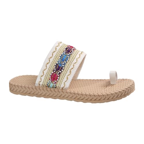 Damen-Strandpantoffeln, hohle lässige Hausschuhe, Clip-Toe-Retro-Sandalen Laufschuhe Schuhe Damen Wasserdicht (White, 36) von Generic