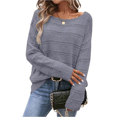 Damen Streifen Strickpullover V-Ausschnitt Oversize Style In Mehrfarben für Alltag & Freizeit M A Gray von Generic