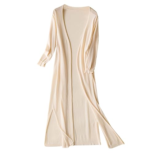 Damen Strickjacke Dünn - Elegante Strickjacken Festlich Sommer Strick Long Cardigan Jacke Langarm Mantel Festliche Leicht Lange Strickmantel Elegant Große Größen Strickjacke Baumwolle Lang von Generic