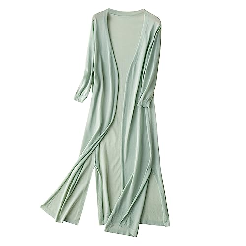 Damen Strickjacke Dünn - Elegante Strickjacken Festlich Sommer Strick Long Cardigan Jacke Langarm Mantel Festliche Leicht Lange Strickmantel Elegant Große Größen Strickjacke Baumwolle Lang von Generic