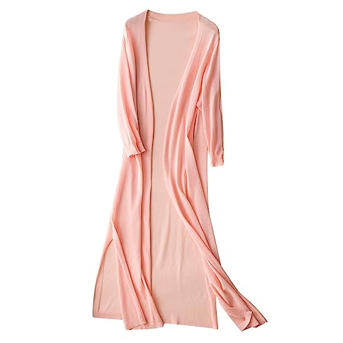 Damen Strickjacke Dünn - Elegante Strickjacken Festlich Sommer Strick Long Cardigan Jacke Langarm Mantel Festliche Leicht Lange Strickmantel Elegant Große Größen Strickjacke Baumwolle Lang von Generic