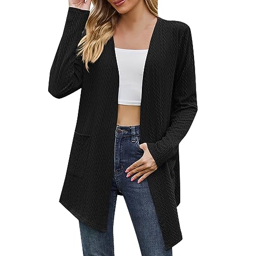 Damen Strickjacke Langarm Offene Strickmantel,Strickweste Beige,Strickjacke Tracht,Winterjacke Steppjacke Damen,Damen Parka Übergang,Dünne Strickjacke Damen Lang von Generic