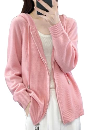 Damen Strickjacke mit Kapuze Mode Lose Casual Kaschmir Pullover Verdickter Mantel, a, 46 von Generic