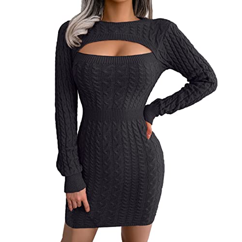 Damen Strickkleid Elegant Brustausschnitt,Damen Pulloverkleid Knielang Langarm Eng Pullover Kleid Winterkleider Herbstkleid Strickkleider für Damen Damen Strickkleid Elegant Brustausschnitt,Damen Pulloverkleid Knielang Langarm Eng Pullover Kleid Winterkleider Herbstkleid Strickkleider für Damen von Generic