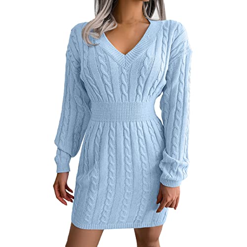 Damen Strickkleid Winter Kleid Langarm Pulloverkleid Einfarbig Strick Freizeit Strickkleider Elegant V-Ausschnitt Tunikakleid Lässiges Winterkleid Lose Freizeitkleid Herbstkleid Damen Strickkleid Winter Kleid Langarm Pulloverkleid Einfarbig Strick Freizeit Strickkleider Elegant V-Ausschnitt Tunikakleid Lässiges Winterkleid Lose Freizeitkleid Herbstkleid von Generic