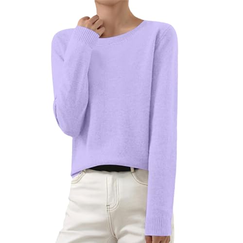 Damen Strickpullover Basic Langarmshirt Kaschmir Pullover Rundhals Leicht Gestrickte Pulli Dünn Winter Sweater Warm Winterpullover Elegantes Strickwaren Tops Klear M von Generic