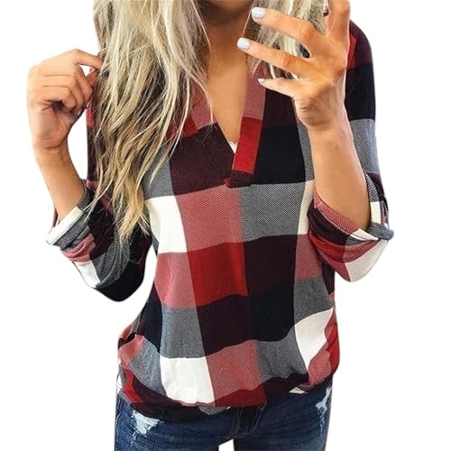 Damen Strickpullover Damen Strickpullover T-Shirt Damen Oversize Pullover Damen Langarm Shirt Damen Pulloverkleid Damen Oversize Langarm Einfarbig Tops Langarmshirts Red L von Generic