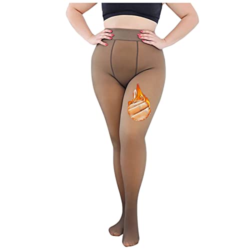 Damen Strumpfhosen Winter Plus Size Damen Warme Strumpfhose Fleece Gefüttert Thermo Strumpfhose Große Größen Stretch Blickdicht Pantyhose Thermostrumpfhose Perfekt für Mollige Frauen von Generic