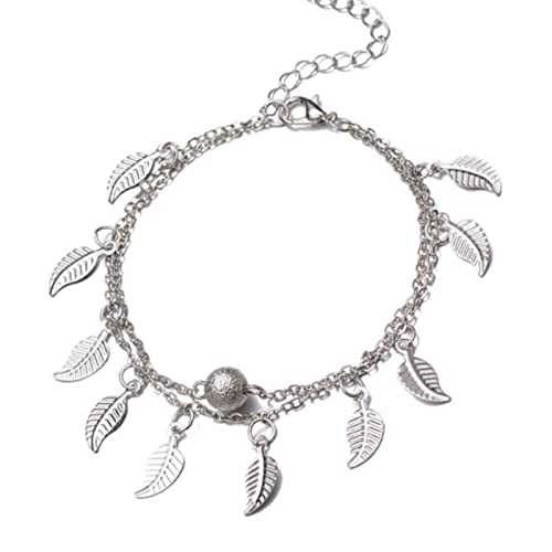 Damen Summer Beach 2 Farbe Double Leaves Anhänger Fußkettchen Böhmische Perlen Handgefertigte Fußkettchen Gothic Schmuck von Generic