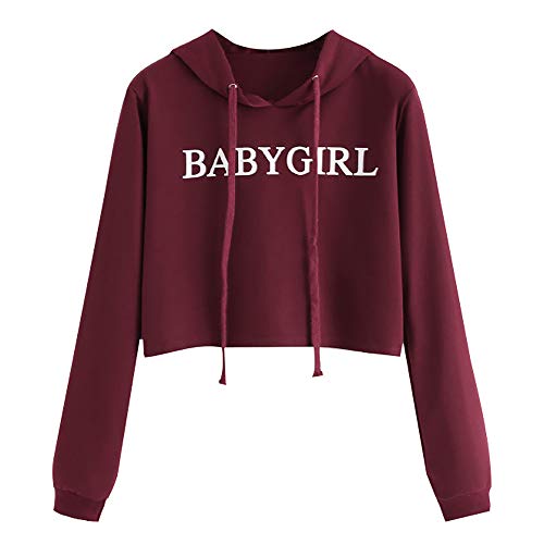 Damen Sweatjacke Bauchfrei Kapuzenpullover Langarm Kurz Hoodie Sweatshirt, Crop Pullover Kapuzenjacke Cropped Jacke mit Kordel, Damen Teenager Mädchen Bauchfrei einfarbig Sweatshirt Crop Pullover Tops von Generic