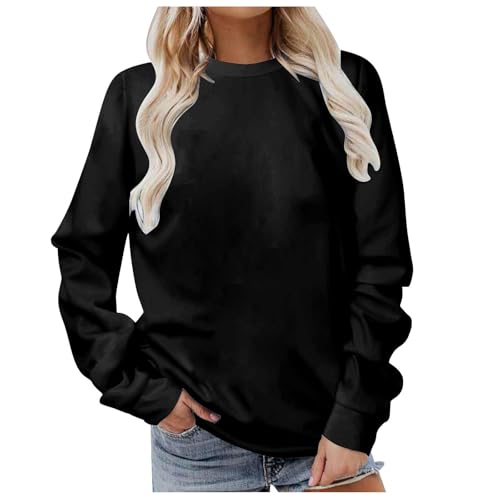 Damen Sweatshirt Basic Rundhals Pullover Damen ohne Kapuze Elegant Oversized Oberteil Bequemes Langarmshirt Sweatshirt Modischer Pullover für Freizeit Sport und Tägliche Outfits von Generic
