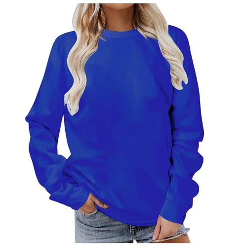 Damen Sweatshirt Basic Rundhals Pullover Damen ohne Kapuze Elegant Oversized Oberteil Bequemes Langarmshirt Sweatshirt Modischer Pullover für Freizeit Sport und Tägliche Outfits von Generic