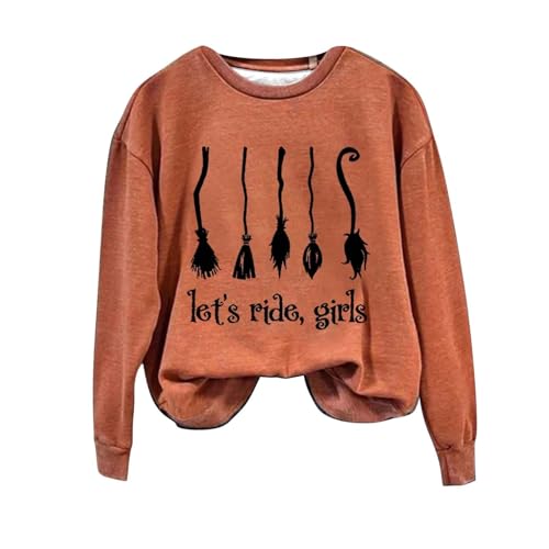Damen Sweatshirt Halloween Kostüm Basic Rundhalsausschnitt Pullover Sport Langarm Sweatshirt Ohne Kapuze Casual Oberteil Langarmshirt Herbst Winter Pulli Teenager Mädchen Streetwear von Generic