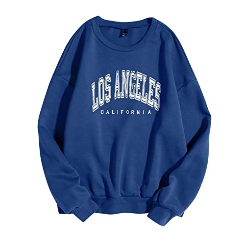 Damen Sweatshirt Los Angeles Vintage Oversized Langarmshirt Rundhals Pullover Casual Oberteile Tops Damen Ohne Kapuze Teenager Mädchen Vintage Pullov Oberteile Top von Generic