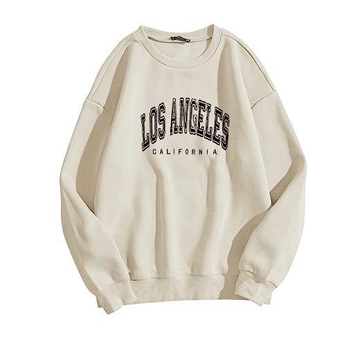 Damen Sweatshirt Los Angeles Vintage Oversized Langarmshirt Rundhals Pullover Casual Oberteile Tops Damen Ohne Kapuze Teenager Mädchen Vintage Pullov Oberteile Top von Generic